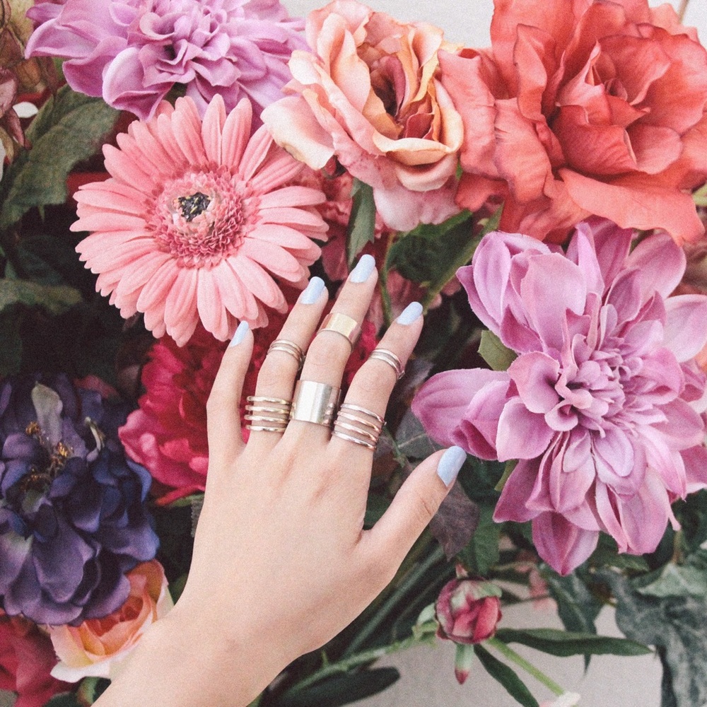 Gold & Silver Metallic Midi Rings Set
